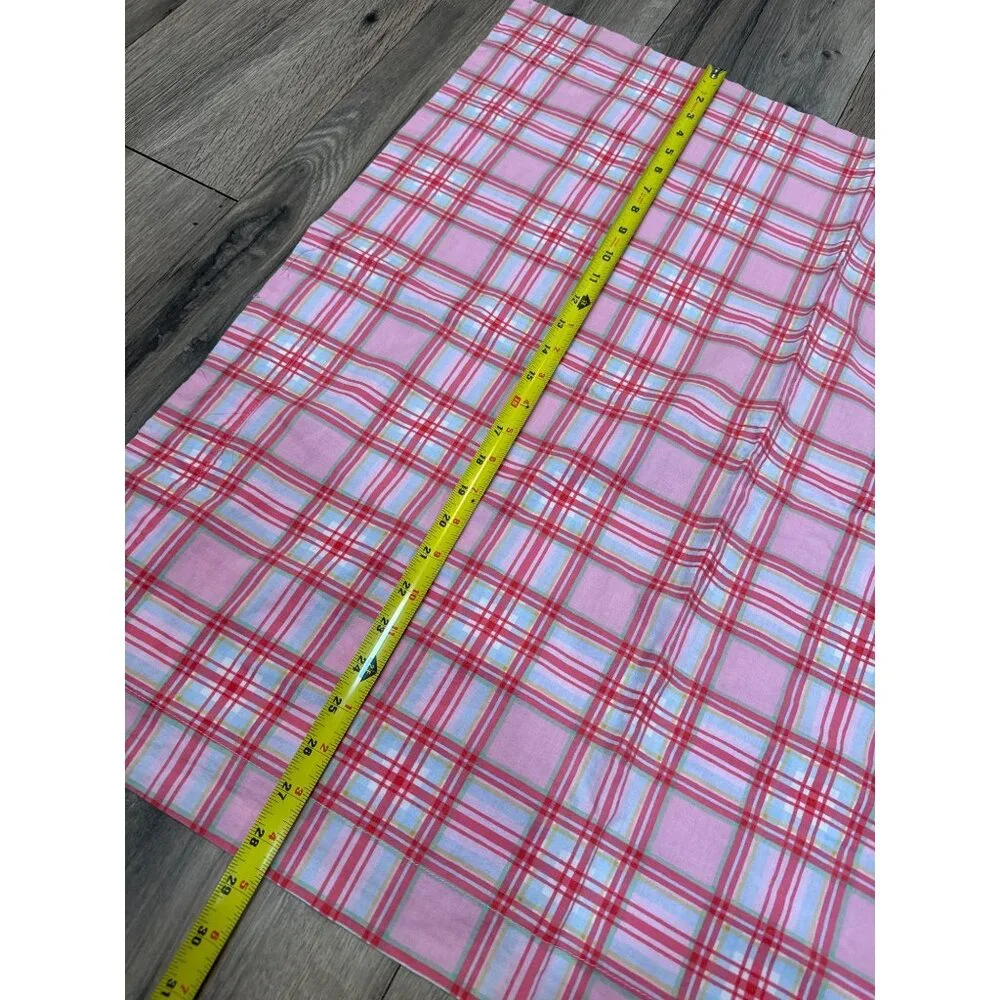 Vintage Ikea Rosali Multiruta Plaid Pink Fabric 28x 28”Cotton Textile Material C